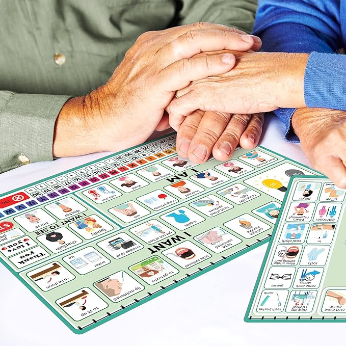 6 Pcs Communication Board for Nonverbal Adults Aphasia Colorful Picture Symbol Communication Cards for Patients Children(Green)