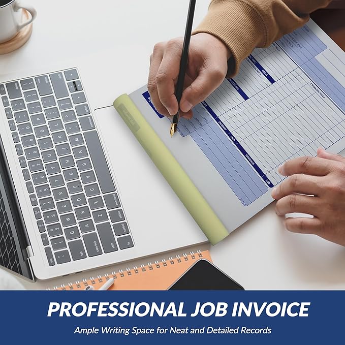 Harfesto Job Work Order Forms, Large Size Contractor Invoice Book 8-1/2" x 11-7/16", Invoice Receipt Book for Small Business, 2-Part Carbonless Forms, 50 Sets