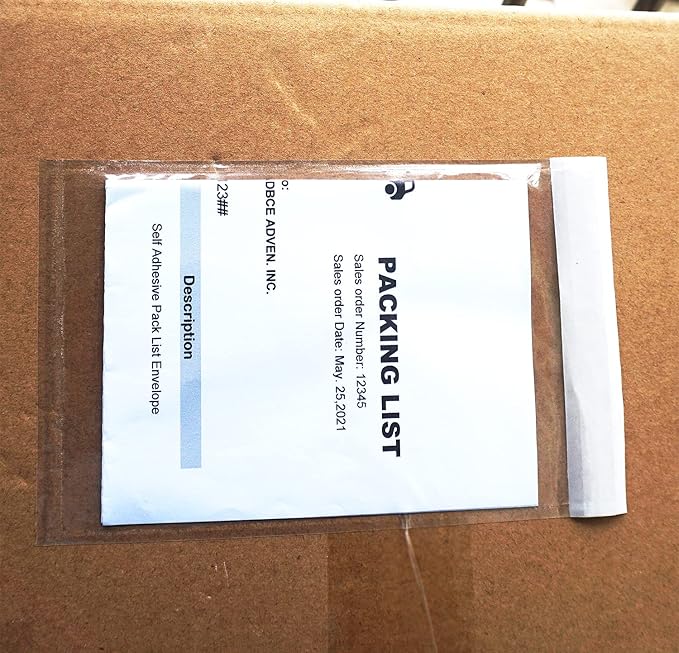 BEUYI Premium 4.7''x7.5'' Packing List Envelope, Tailored Size for 4x6'' Shipping Labels,Self Adhesive Shipping Label Pouch/Sleeve (50 pack)