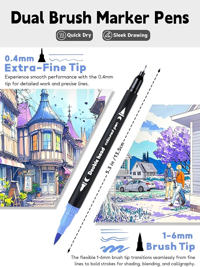 AEDAGA 80 Colors Dual Tip Brush Pens, Fine Felt Tip and Brush Tips Colored Pens for Adults, Coloring Markers for Coloring Book Bullet Journaling Note Taking Hand Lettering