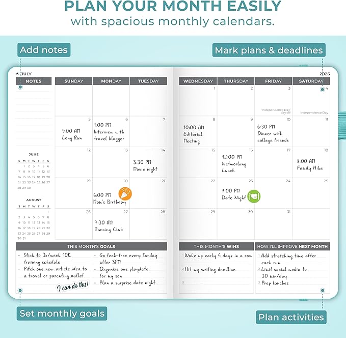 Clever Fox Dated Planner 2026-2027 – Weekly Life Planner Notebook for Time Management – Planner with Habits Tracker & To-Do List (Aquamarine)