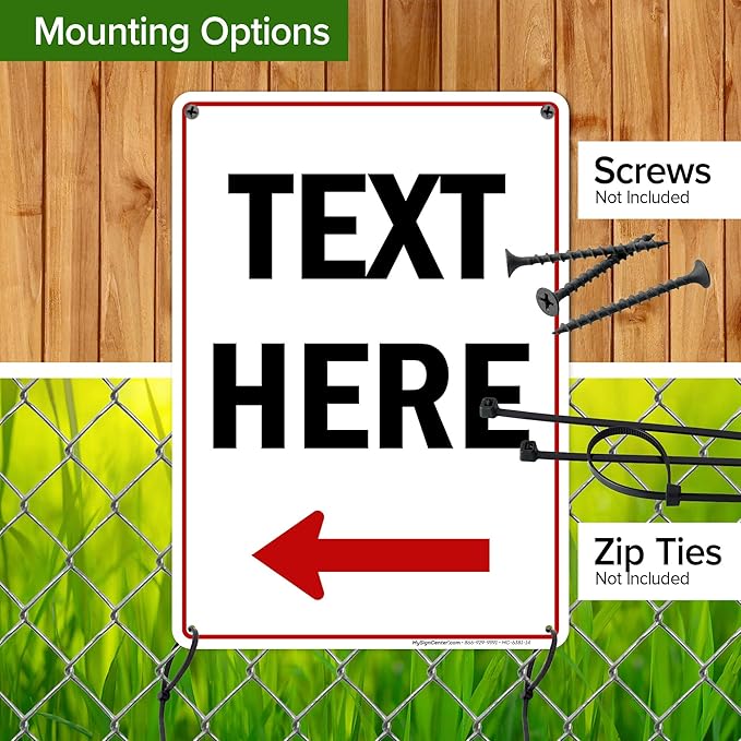 Custom Arrow,Custom Directional Sign, Left Arrow,10x14 Inches, 55 mil thick HDPE (high density polyethylene), Made in USA by My Sign Center