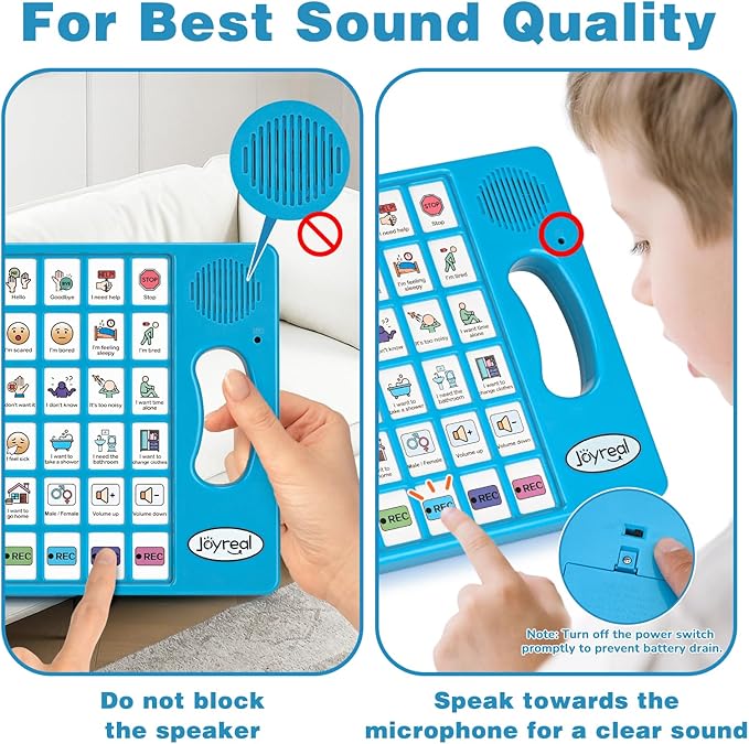 Joyreal AAC Device for Autism, Non Verbal Communication Tools for Speech Therapy & Stroke Rehab. Speech Communication Tablet, Autism Talking Aids with 8 Programmable Buttons (Blue)