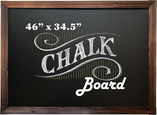 Loddie Doddie Magnetic Chalkboard - 46" x 34.5", Rustic Wood Frame - Easy-Erase Surface & Magnet Display - Easy Hanging & Magnetic Boards for Walls - Meal Planning Chalk Calendar