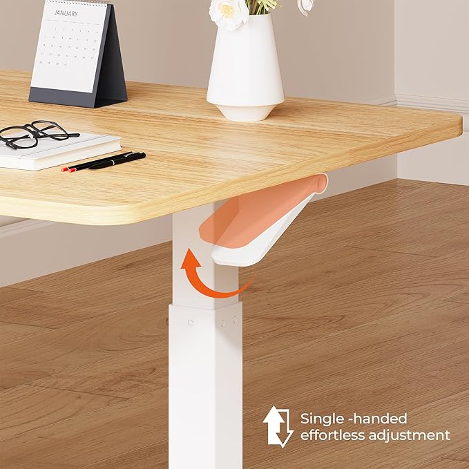 FitStand Small Pneumatic Adjustable Stand Up Desk, Rolling One-Piece Standing Desk 31.5 x 19.7 Inch, Home Office Desk Computer Workstation, Maple