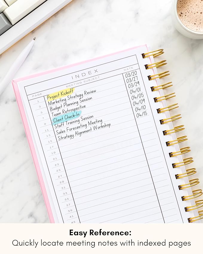 Lamare Meeting Notebook for Work Organization – Perfect Work Notebook for Note Taking, Meeting Planner and Office Supplies for Men & Women