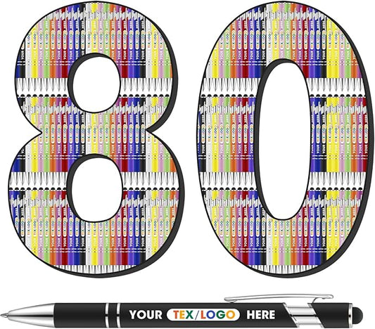ENOMY Personalized Pens Bulk Free Engraved with Logo/Name/Message Black Ink Custom Pens Customized Stylus Ballpoint Pens Ideal Gifts for Business Anniversary (80)