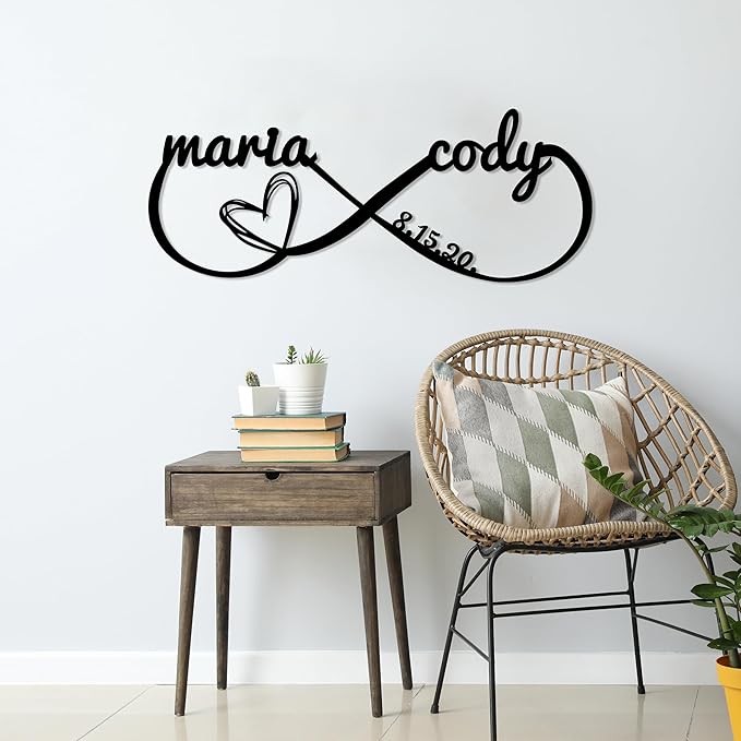 Personalized Valentines Day Metal Wall Sign, Custom Infinity Heart Love Couple Name Sign, Valentine Day Couple Gift, Metal Engagement Sign, Wedding Gift For Husband and Wife, Home Decoration