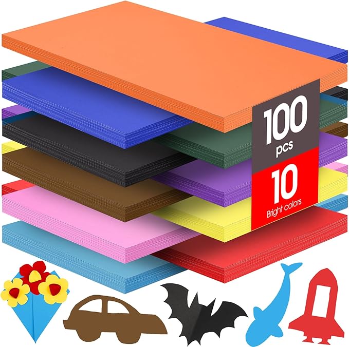 Yahenda 100 Pcs Colored Poster Boards 16 x 12 Inches 10 Assorted Color Poster Board Paper Cardstock Bulk Printer for Arts Exhibits Crafts and Notices(Bright Colors)