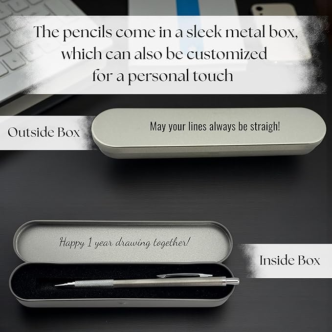 ELMA VADA STUDIO Custom Engraved Mechanical Pencil – Personalized 0.7mm Refillable Drafting Tools – Gift for Architects, Engineers, Students, Designers, Graduation (Chrome Pen Engraved)