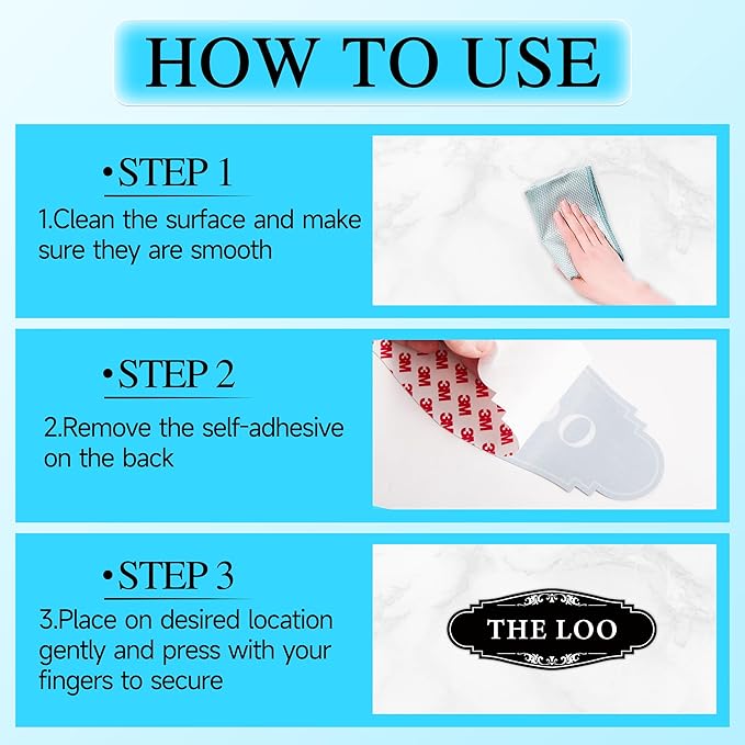 The Loo Sign for Bathroom Decoration, Self-adhesive Funny Bathroom&Restroom Sticker Decor for House, Home,Office,Shop Door（Black）
