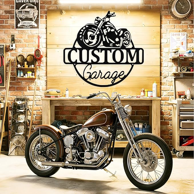 Custom Motorcycle Metal Signs Personalized Biker Name Sign Custom Garage Decor Motorbikes Wall Art Decor Motorcycle Sign Men Room Decorate Gifts for Men Husband Rider