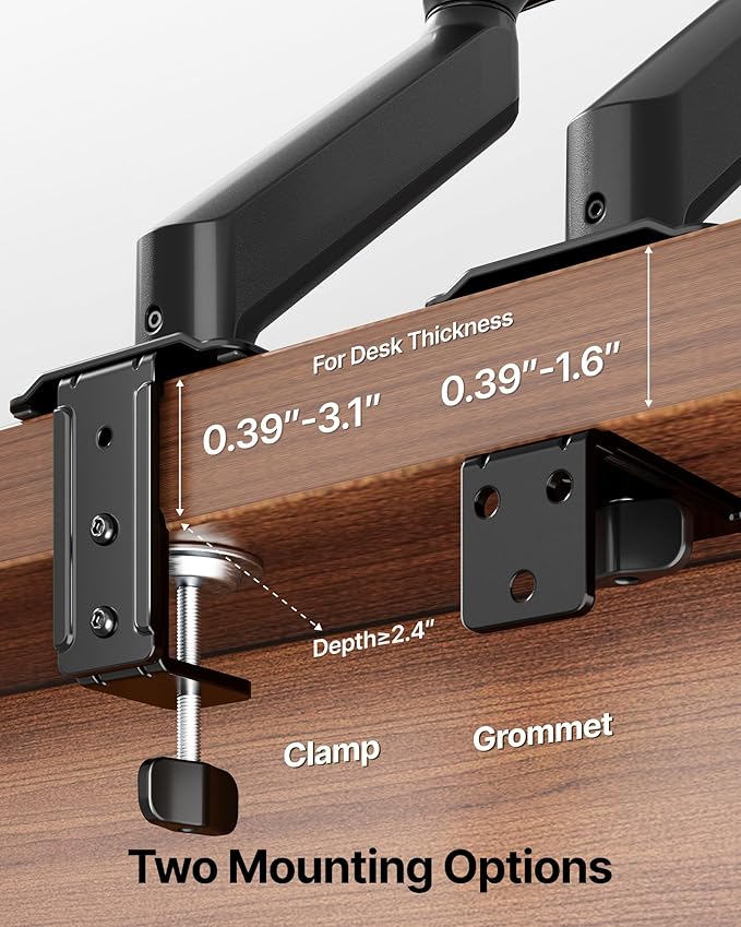 monTEK Single Monitor Arm Mount for 17-32 Inch Screens, Heavy Duty Steel Mechanical Spring Desk Monitor Stand, Full Motion Adjustable Monitor Arm with Clamp & Grommet, VESA 75/100, Holds up to 20lbs