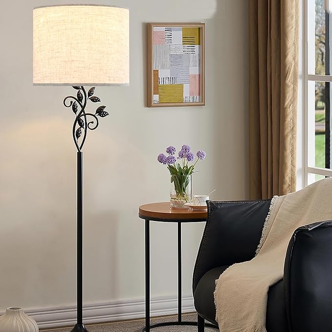 GO&SO Oatmeal Linen Lamp shades Large Drum Linen Lampshade 16" Top x 16" Bottom x 12" High (Spider) Farmhouse Lampshade for Table & Floor Lamp - Lampshades Replacement