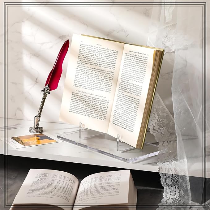 Jetec Acrylic Book Stand Clear Easel Stand for Display Acrylic Plate Postcard Picture Display Holder for Picture Book Decorative Plate Platter Photo(10 x 5 x 9 Inch)