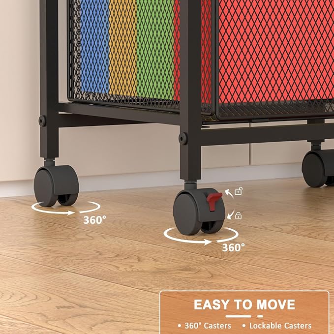 Tiaoheka Rolling File Cabinet with Adjustable Dividers, Mobile Filing Cabinet with 2 Storage Drawers on Lockable Wheels, Hanging File Organizer Beside Under Desk for Office, Home（Patent Pending）