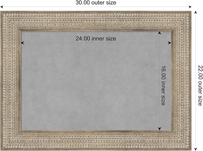 Amanti Art Silver Framed Magnetic Board 22x30 Medium Vision Board for use with Magnets, 100% Metal Sheet to Display Items as Office Decor or for Home Organization in mudroom, Kitchen or Kids Room