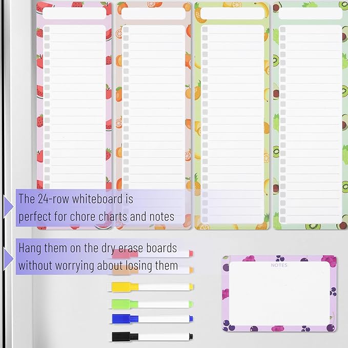 Mr. Pen- 4" x 12" Magnetic Dry Erase to Do List Set, 11 Pack, Fruit Style, 4X Dry Erase to Do List White Board, 6X Colorful Whiteboard Markers and 6" x 4" Magnetic Whiteboard Note