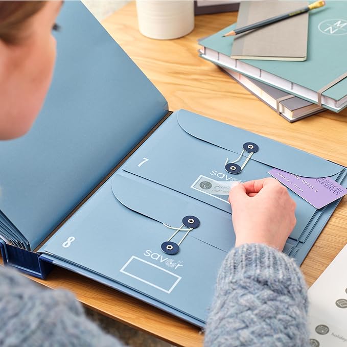 2025 Edition The Folio Document Organizer | Custom Dyed Cloth-Bound Expanding File for Important Papers, Passports, Birth Certificates & More | Ideal for Home Organization & Graduation Gift Purpose