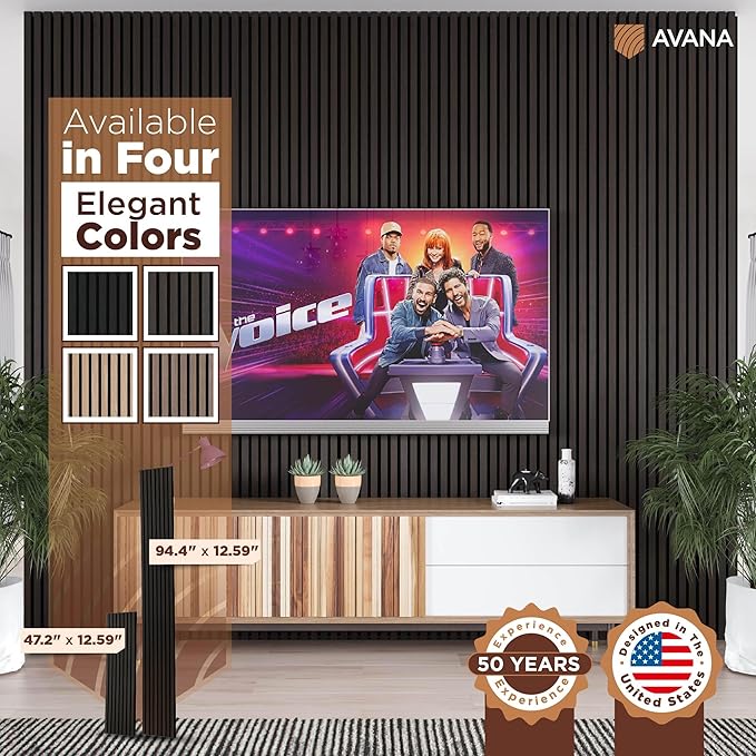 Avana Acoustic Wood Wall Panels – 94.4 X 12.6 Inch Smoke Oak Acoustic Panels 2 PCs – Wall Panels For Interior Wall Decor For Homes, Offices, Studios – Sturdy And Durable Wood Panels For Wall
