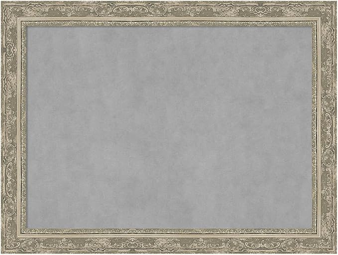 Amanti Art Silver Framed Magnetic Board 24x32 Medium Vision Board for use with Magnets, 100% Metal Sheet to Display Items as Office Decor or for Home Organization in mudroom, Kitchen or Kids Room