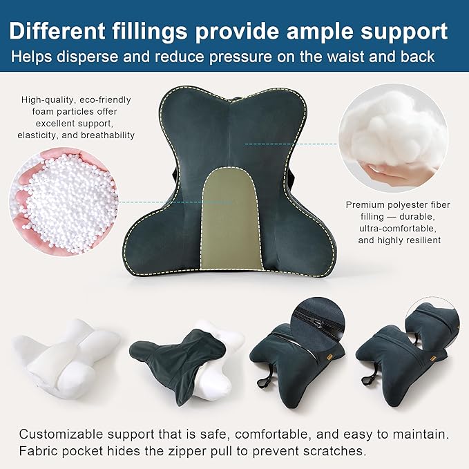 Ailuteie Lumbar Support Pillow(Pat. Pend) for Lower Back Pain Relief – Multi-Functional Ergonomic Lumbar Cushion, Reading Pillow for Office Chair, Car Seat & Sofa,Charcoal Gray