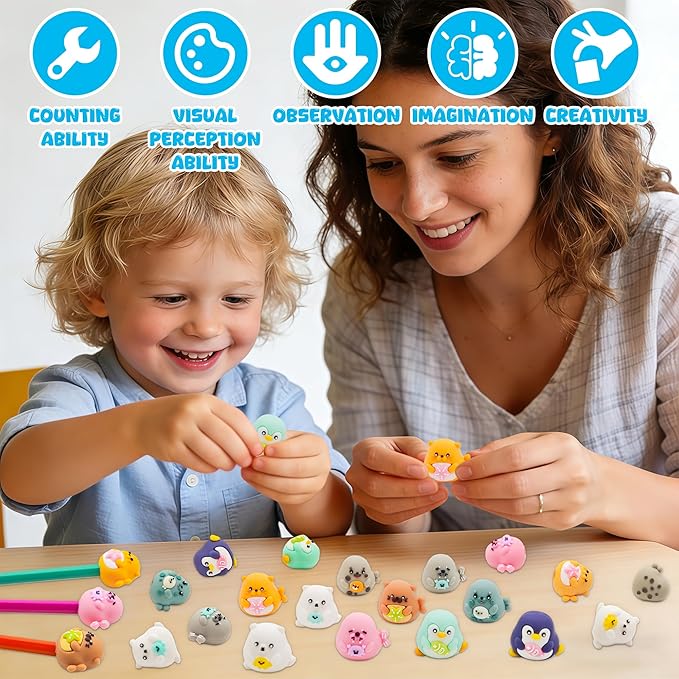 20 pcs Ocean Animal Pencil Topper Erasers for Kids Classroom Prizes, 3D Funny Pencil Top Erasers for Kids Class Treasure Box,Game Rewards,Party Favors, Non-Removable