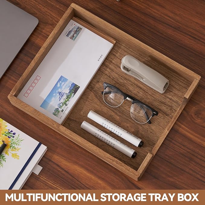 Kirigen Wood Letter-Size Tray Single-Tier(TP-DBR)- Wooden Tones Collection Front-Load Documents Tray for Office Desktop Organizer - Desk Magazine, File, Folder, Paper Holder Drak Brown