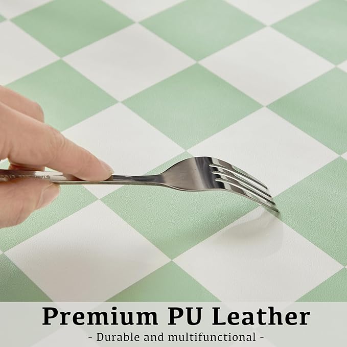 Ohocut Checkered Desk Mat, Large Cute Aesthetic Retro PU Leather Computer Laptop Desk Mat, Non-Slip Waterproof Mouse Keyboard Pad, Desk Writing Mat for Work/Home (Green, 23.6" x 13.7")