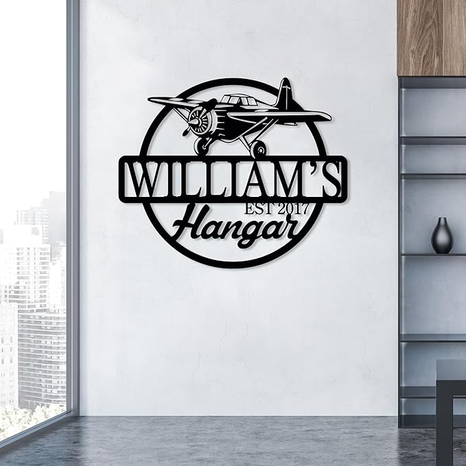 Personalized Metal Airplane Wall Art, Airplane Name Sign, Customized Pilot Name Sign, Airplane Hangar Sign Decor, Aviation Home Office Decor, Large Outdoor Decor, Pilot Gifts, Aircraft Lovers Gift