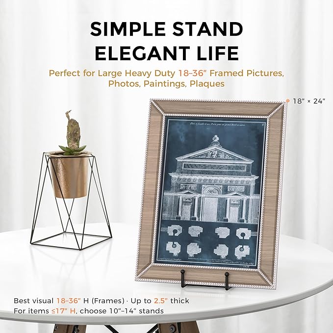 TR-LIFE 16 Inch Heavy Duty Plate Stand (2 Pack) - Metal Display Easel for Large Plates, Picture Frames, Signs, Posters, and Decorative Platters