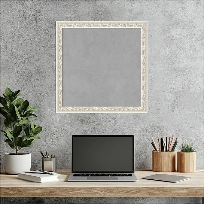 Amanti Art Silver Framed Magnetic Board 18x18 Small Vision Board for use with Magnets, 100% Metal Sheet to Display Items as Office Decor or for Home Organization in mudroom, Kitchen or Kids Room