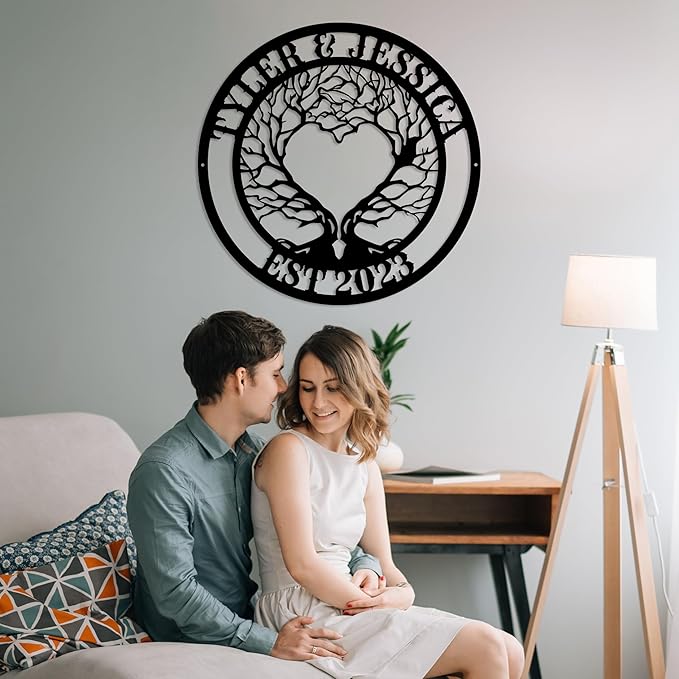 Personalized Valentines Day Metal Wall Sign, Custom Infinity Heart Love Couple Name Sign, Valentine Day Couple Gift, Metal Engagement Sign, Wedding Gift For Husband and Wife, Home Decoration