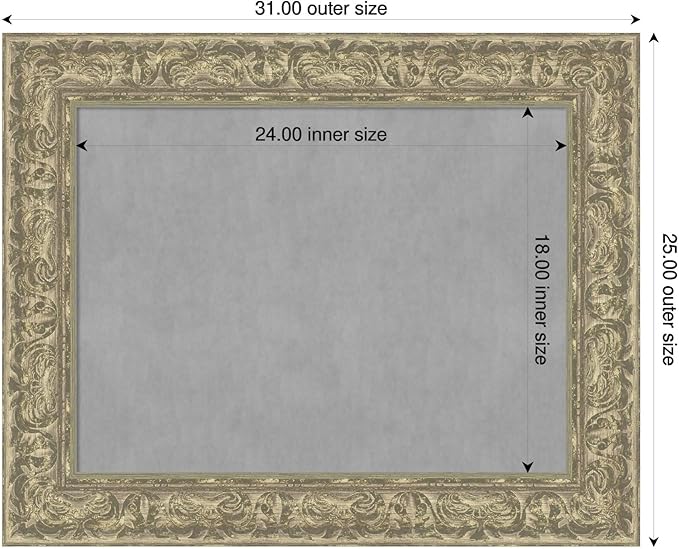 Amanti Art Silver Framed Magnetic Board 25x31 Medium Vision Board for use with Magnets, 100% Metal Sheet to Display Items as Office Decor or for Home Organization in mudroom, Kitchen or Kids Room