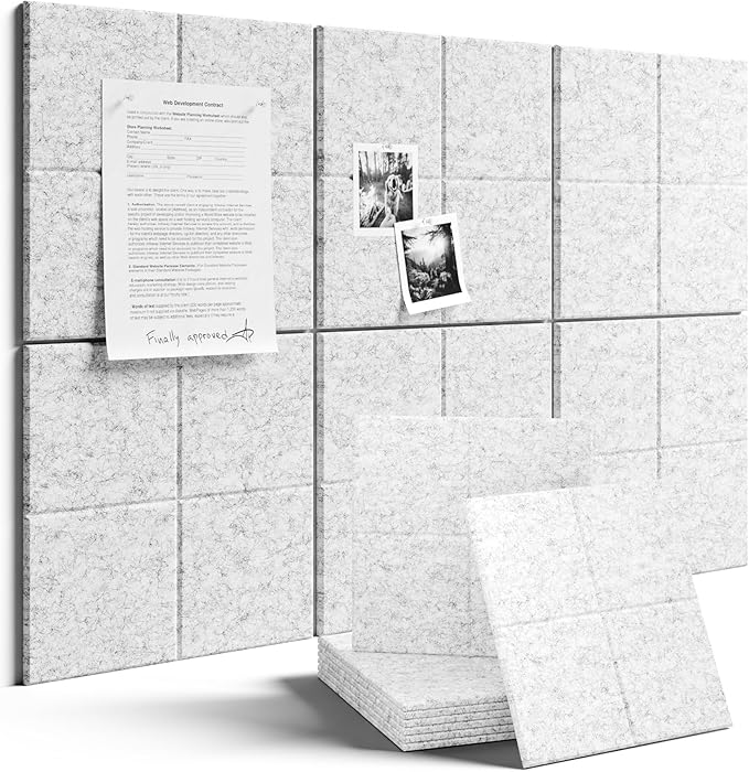 Fluxynara Large Felt Bulletin Board 36" x 24"Cork Board Alternative-6 Pack with 40 Safe Removable Adhesive Tabs, Cork Boards for Walls Cork Board for Home Office Classroom Pin Board-Marble Gray