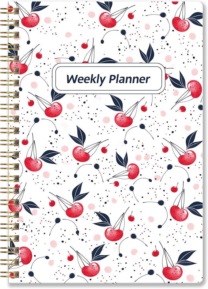 Undated Weekly Planner- Weekly Goals Notebook, A5 To Do List Planner, Habit Tracker Journal with Spiral Binding（Flower-1）