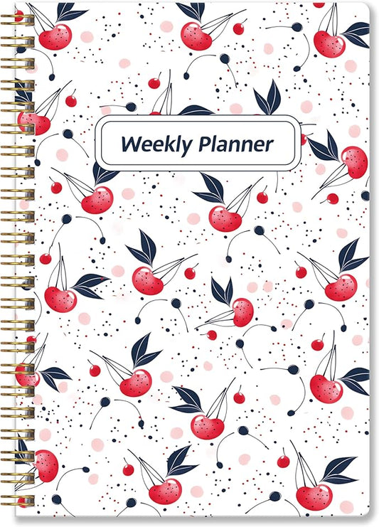 Undated Weekly Planner- Weekly Goals Notebook, A5 To Do List Planner, Habit Tracker Journal with Spiral Binding（Flower-1）