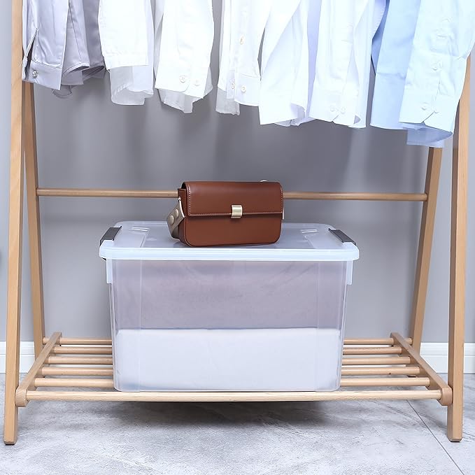Citylife 58.1 QT Plastic Storage Bins with Latching Lids Stackable Storage Containers for Organizing Large Clear Storage Box for Garage, Closet, Kitchen, 4 Packs