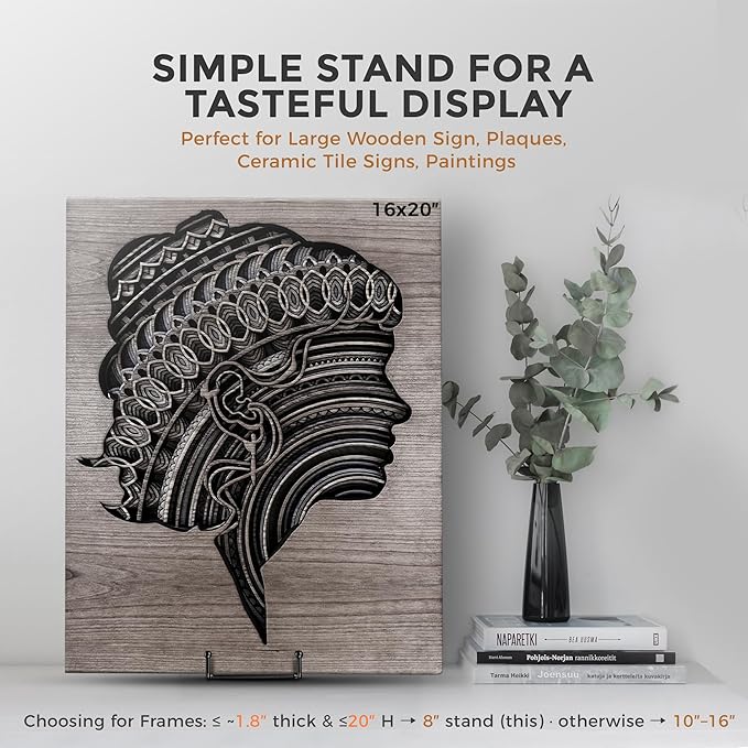 TR-LIFE Plate Stands/Holder for Display, 8 Inch, Large, Metal Frame for Picture, Decorative Platter, Book, Photo Easel (2 Pack)