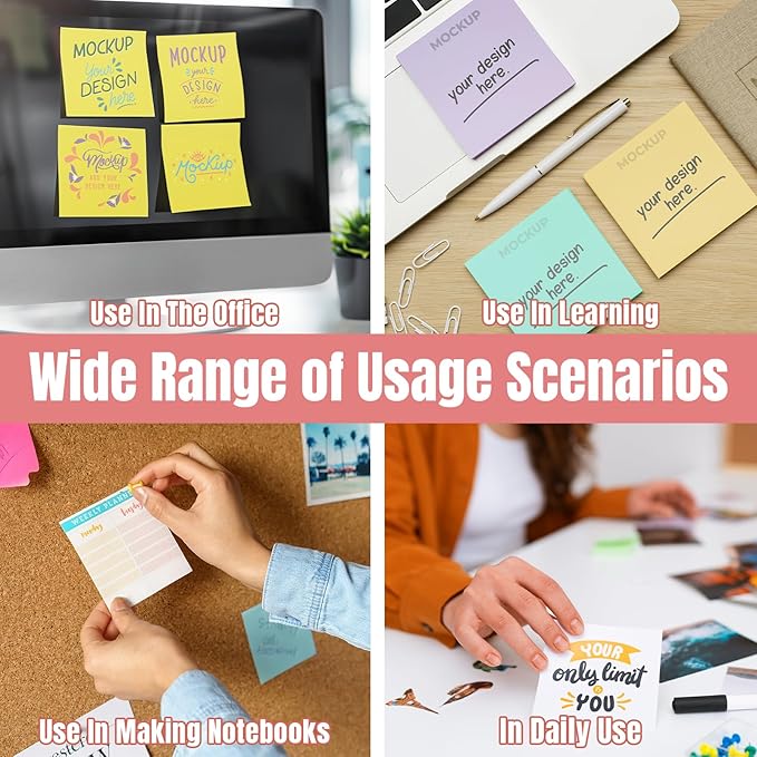 Personalized Sticky Notes 3"x3" – Custom Notepads with Logo or Text, 50 Sheets per Pad – Multiple Template Options, Bulk Pack for Business, Office, Teachers, Events