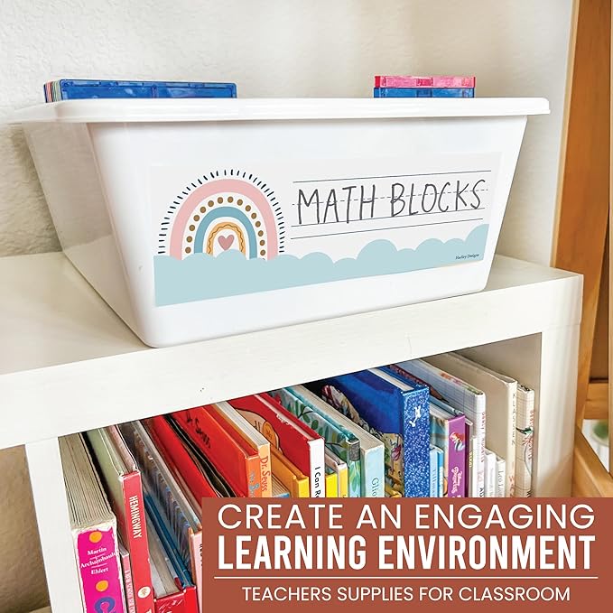 Desk Name Tags for Classroom -25 Student Name Plates for Classroom Kindergarten, Preschool, 1st, 2nd & 3rd Grade, 9x3 Teacher Nameplates for Student Desks & Cubbies, Boho Nametags