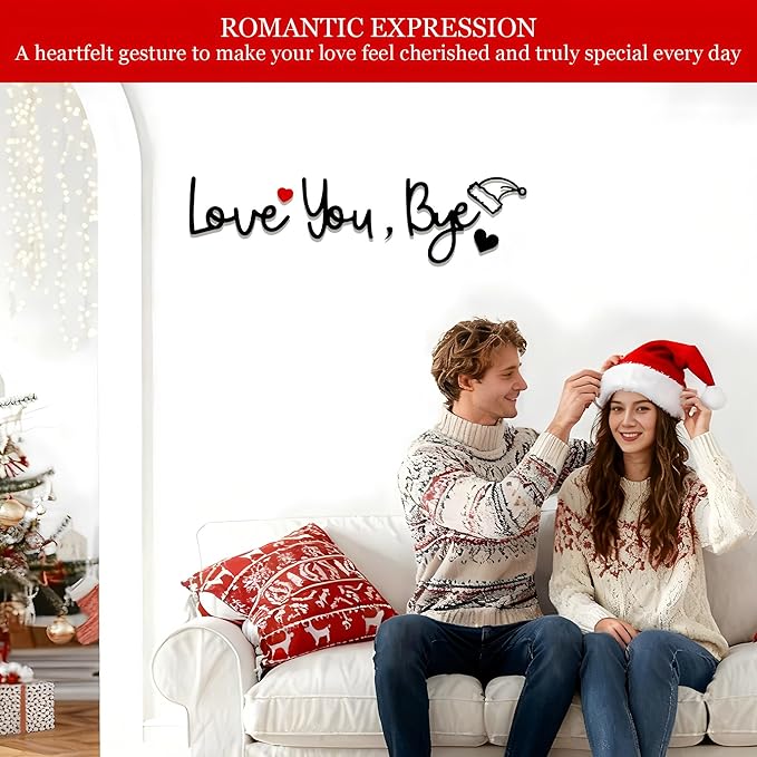 Christmas Love You Bye Wood Sign,Above Door Topper Decoration with Santa Hat,Cute Xmas Sign for Window Wall Express Love&Warm for Your Family Lover,Hallway Entryway Mantle Farmhouse Holiday Home Decor