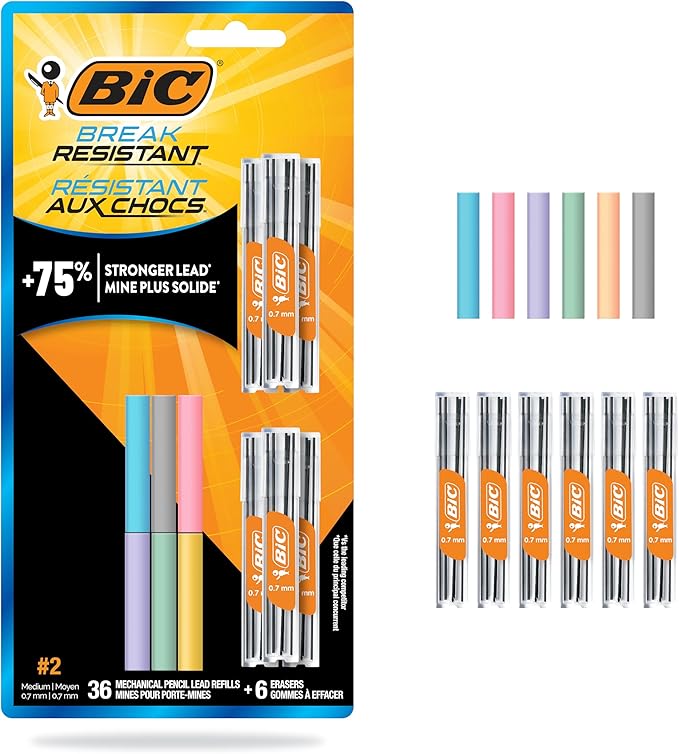 BIC Break Resistant Mechanical Pencil with Shock Absorption and Jumbo Twist-Up Eraser, 12-Count