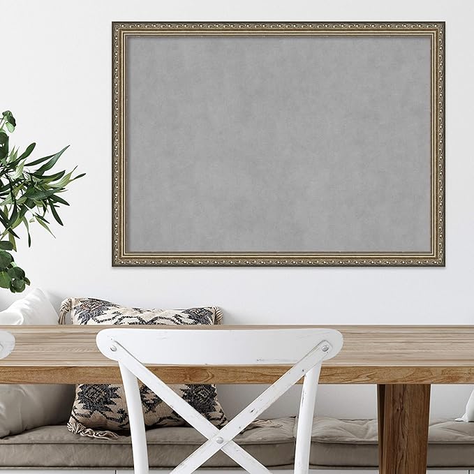 Amanti Art Silver Framed Magnetic Board 22x30 Medium Vision Board for use with Magnets, 100% Metal Sheet to Display Items as Office Decor or for Home Organization in mudroom, Kitchen or Kids Room