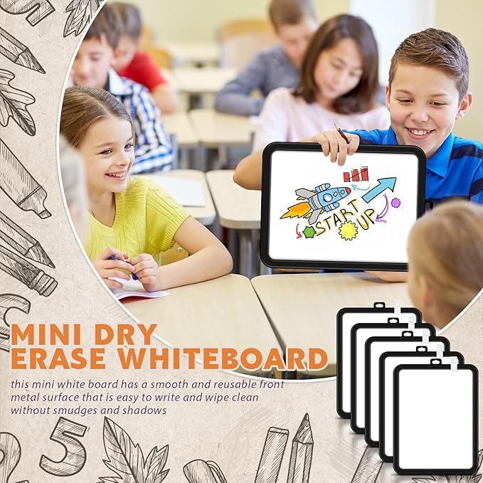 Outus 10 Pcs Dry Erase Mini White Boards Bulk 8.5 x 11'' Small Magnetic Whiteboard Double Sided Colored Writing Boards for Kids Students Locker Fridge(Black)