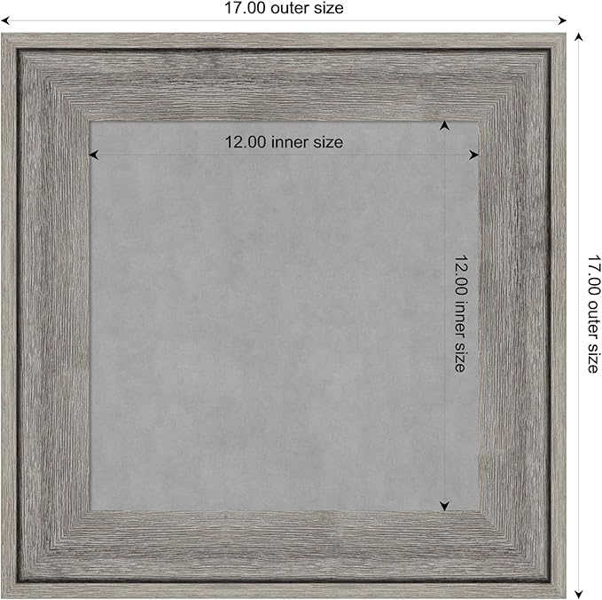 Amanti Art Grey Framed Magnetic Board 17x17 X-Small Vision Board for use with Magnets, 100% Metal Sheet to Display Items as Office Decor or for Home Organization in mudroom, Kitchen or Kids Room