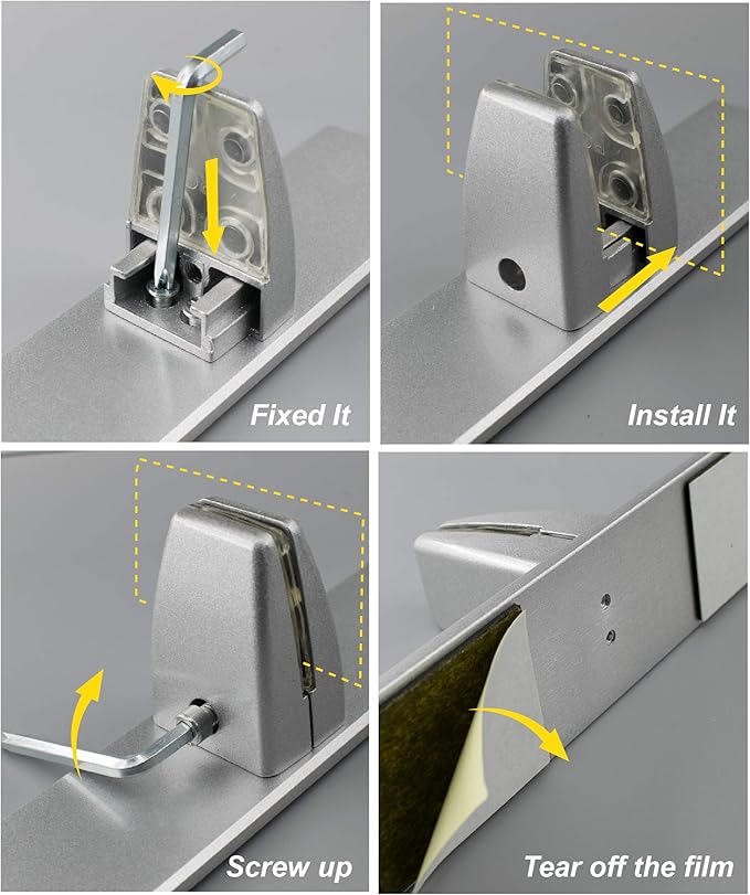 2 Pcs Sneeze Guard Clamp, Bracket Sneeze Guard Shield Base for Countertops, Stick On Heavy Duty Auminum Partition Guard Clamp, Panel Support Clamp Stand for Clear Desktop Counter Reception