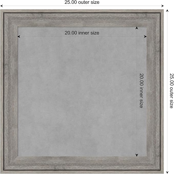 Amanti Art Grey Framed Magnetic Board 25x25 Medium Vision Board for use with Magnets, 100% Metal Sheet to Display Items as Office Decor or for Home Organization in mudroom, Kitchen or Kids Room