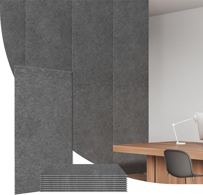 Olanglab Acoustic Wall Panels 10 Pack, 48 x 24 per Acoustic Panels Sound Absorbing, Sound Panels for Home Studio and Office, Plain Dark Gray