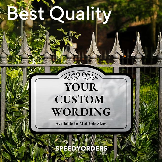 Custom Decorative Outdoor Metal Sign - Personalized Aluminum, Driveway Sign - Waterproof, Made in USA - Metallic Silver, 42x28 In